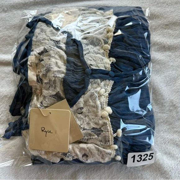 Ryu Blue Jean Jacket with White Lace Accents - Picture 5 of 5